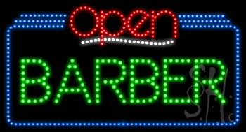 Barber Open Animated LED Sign