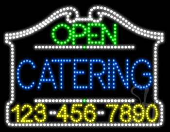 Catering Open with Phone Number Animated LED Sign