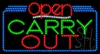 Carry Out Open Animated LED Sign