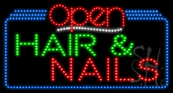 Hair and Nails Open Animated LED Sign