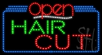 Hair Cut Open Animated LED Sign