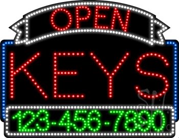 Keys Open with Phone Number Animated LED Sign