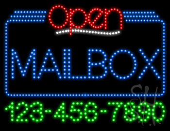 Mailbox Open with Phone Number Animated LED Sign