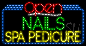 Nails Spa Pedicure Open Animated LED Sign