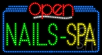 Nails Spa Open Animated LED Sign