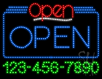 Open with Phone Number Animated LED Sign
