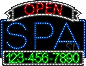 Spa Open with Phone Number Animated LED Sign