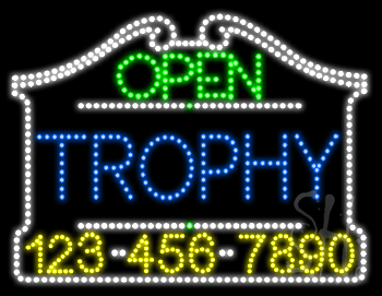 Trophy Open with Phone Number Animated LED Sign