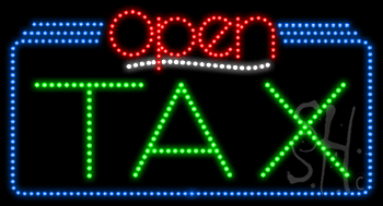 Tax Open Animated LED Sign