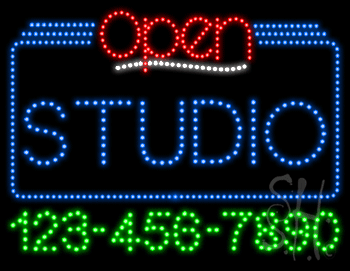 Studio Open with Phone Number Animated LED Sign