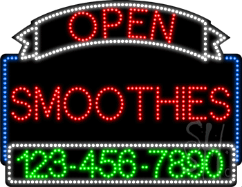 Smoothies Open with Phone Number Animated LED Sign