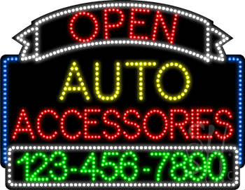 Auto Accessories Open with Phone Number Animated LED Sign