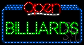 Billiards Open Animated LED Sign