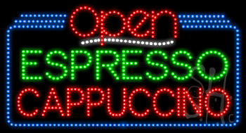Espresso Cappuccino Open Animated LED Sign