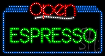 Espresso Open Animated LED Sign