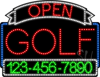 Golf Open with Phone Number Animated LED Sign