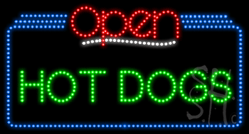 Hot Dogs Open Animated LED Sign