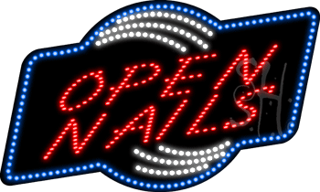 Open Nails Animated LED Sign