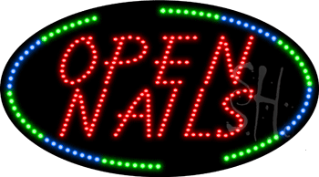 Open Nails Animated LED Sign
