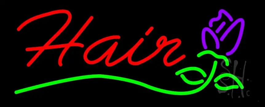Hair with Flower Logo  Neon Sign