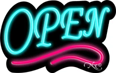 Deco Style Aqua Open With Pink Line LED Neon Sign