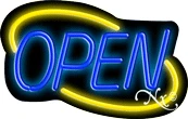 Deco Style Blue Open With Yellow Border LED Neon Sign