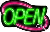 Deco Style Green Open With Pink Border LED Neon Sign