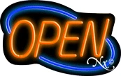 Deco Style Orange Open With Blue Border LED Neon Sign