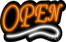 Deco Style Orange Open With White Line LED Neon Sign