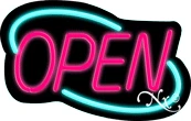 Deco Style Pink Open With Aqua Border LED Neon Sign
