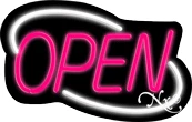 Deco Style Pink Open With White Border LED Neon Sign