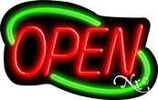 Deco Style Red Open With Green Border LED Neon Sign
