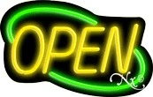 Deco Style Yellow Open With Green Border LED Neon Sign