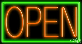 Green Border With Orange Open LED Neon Sign