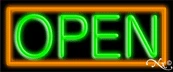Orange Border With Green Open LED Neon Sign