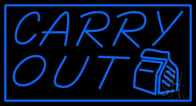 Blue Carry Out LED Neon Sign