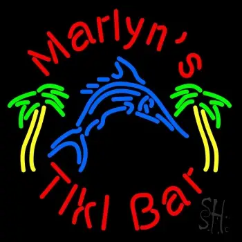 Custom Tiki Bar With Shark and Two LED Neon Sign