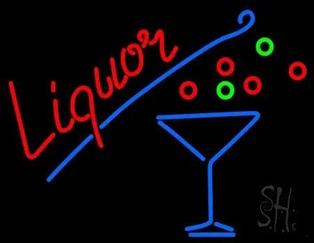 Liquor With Martini Glass LED Neon Sign