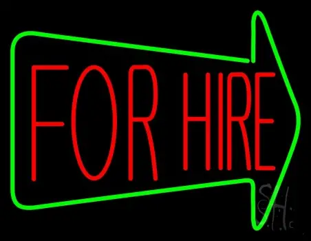 For Hire With Arrow LED Neon Sign