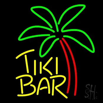Yellow Tiki Bar With Palm Tree LED Neon Sign