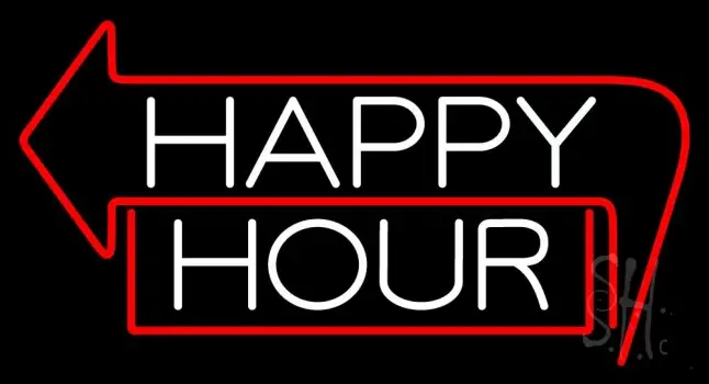 Happy Hour With Arrow LED Neon Sign