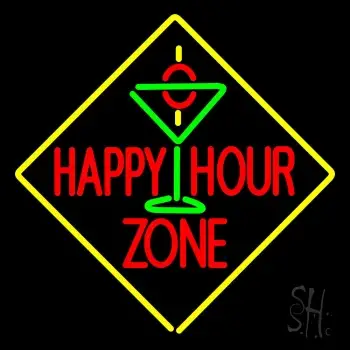 Happy Hour Zone With Martini Glass LED Neon Sign