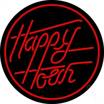 Red Happy Hour LED Neon Sign