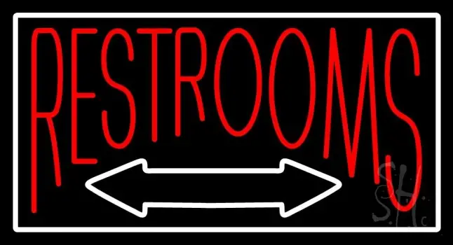 Red Restrooms with Double Sided Arrow LED Neon Sign