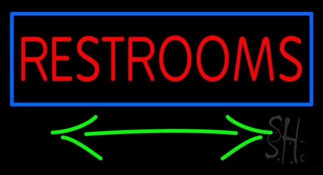 Red Restrooms With Blue Border LED Neon Sign