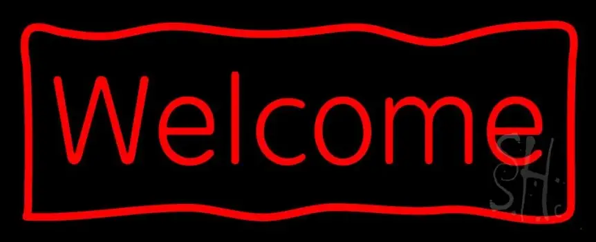Red Welcome With Outline LED Neon Sign