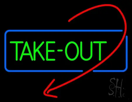 Take Out With Arrow LED Neon Sign