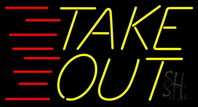 Yellow Take Out LED Neon Sign