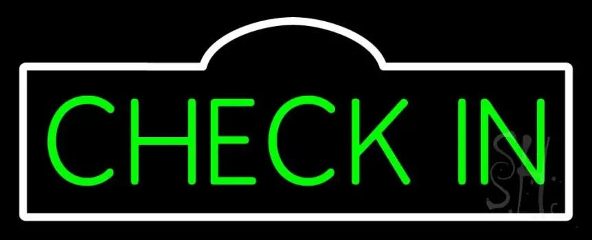 Green Check In LED Neon Sign