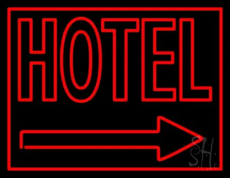 Red Hotel With Arrow LED Neon Sign